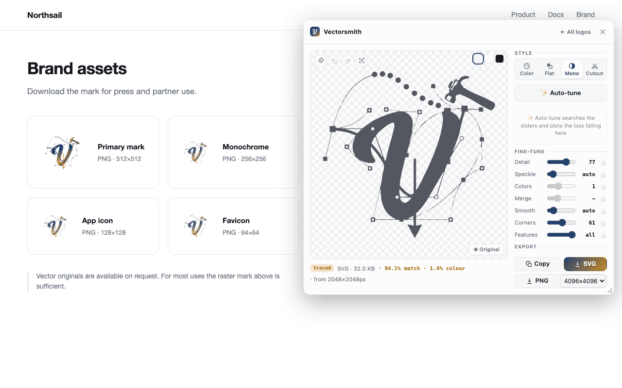 Vectorsmith mono mode producing a single-colour vector